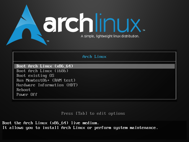 Arch Linux bootup screen